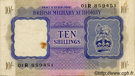10 Shillings INGHILTERRA  1943 P.M005 BB