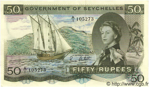 50 Rupees SEYCHELLES  1970 P.17c SC+