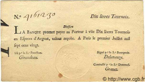 10 Livres Tournois typographié FRANCE  1791 Laf.093 SUP+