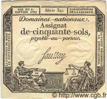 50 Sols FRANCE  1792 Laf.151 SPL