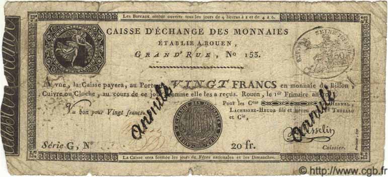 20 Francs Annulé FRANCE  1802 PS..245a TB
