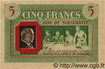 5 Francs BON DE SOLIDARITÉ FRANCE régionalisme et divers  1941 KL.04.A03 pr.NEUF