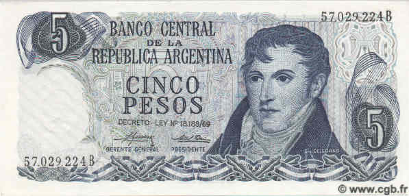5 Pesos ARGENTINA  1976 P.294 UNC
