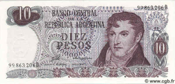 10 Pesos ARGENTINA  1976 P.300 FDC