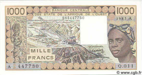 1000 Francs ESTADOS DEL OESTE AFRICANO  1985 P.107Af FDC