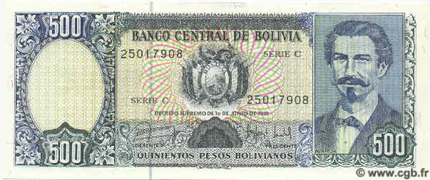 500 Pesos Bolivianos BOLIVIA  1981 P.166 UNC