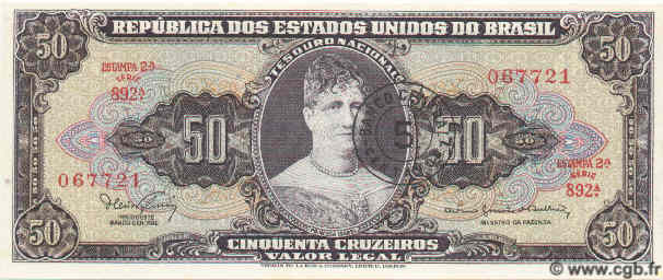 5 Centavos sur 50 Cruzeiros BRASIL  1967 P.184a FDC