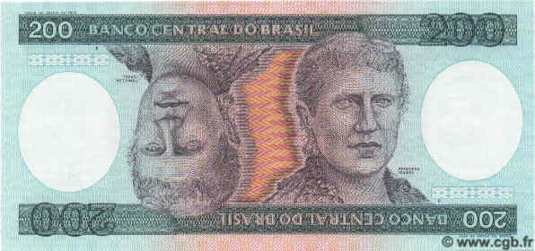 200 Cruzeiros BRASILIEN  1984 P.199b ST
