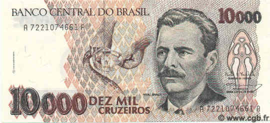 10000 Cruzeiros BRASIL  1993 P.233c FDC
