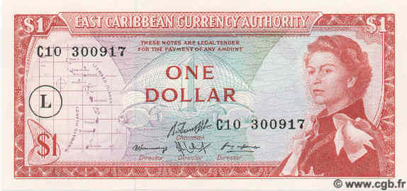 1 Dollar EAST CARIBBEAN STATES  1965 P.13n ST