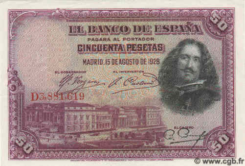 50 Pesetas SPAIN  1928 P.075a UNC