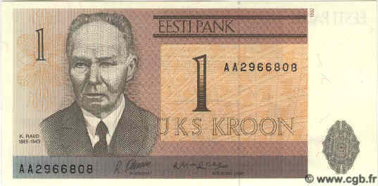 1 Kroon ESTLAND  1992 P.69 ST