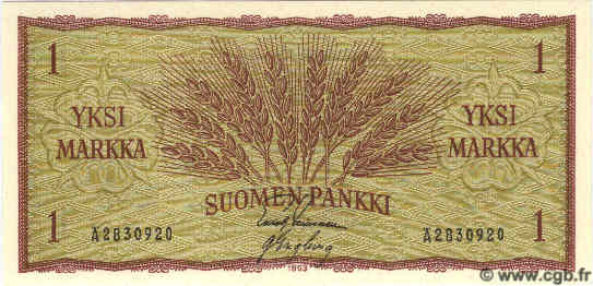 1 Markka FINNLAND  1963 P.098 ST