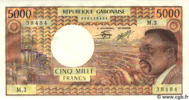 5000 Francs GABóN  1978 P.04c FDC