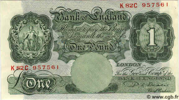 1 Pound ENGLAND  1950 P.369b AU+