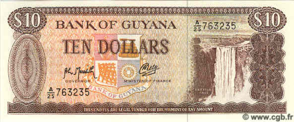 10 Dollars GUYANA  1992 P.23e FDC