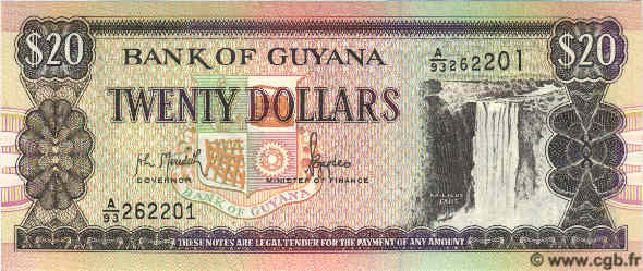 20 Dollars GUYANA  1996 P.30 UNC