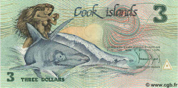 3 Dollars COOK ISLANDS  1987 P.03a UNC