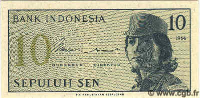 10 Sen INDONESIEN  1964 P.092 ST