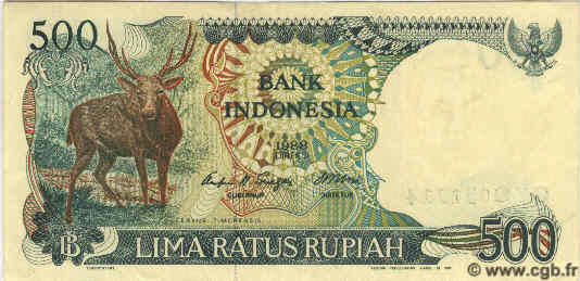500 Rupiah INDONESIA  1988 P.123 UNC-