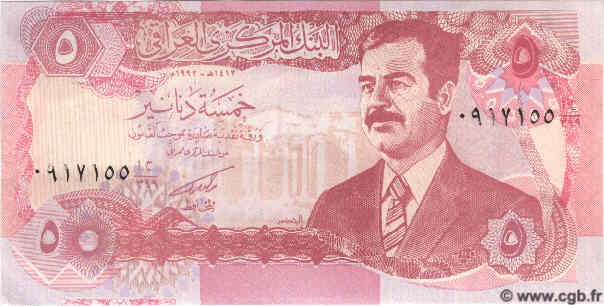 5 Dinars IRAK  1992 P.080 ST