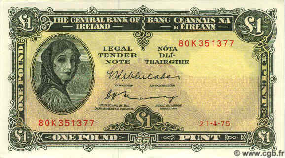 1 Pound IRLANDA  1975 P.064c FDC