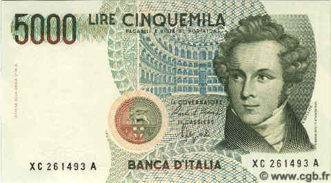 5000 Lire ITALY  1985 P.111b UNC