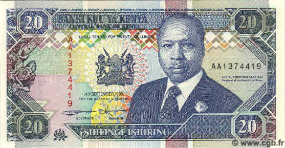 20 Shillings KENIA  1993 P.31 FDC