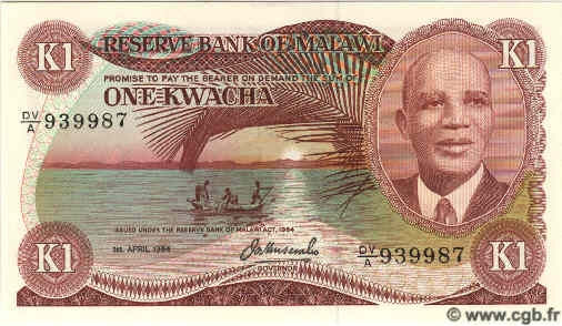1 Kwacha MALAWI  1984 P.14b UNC