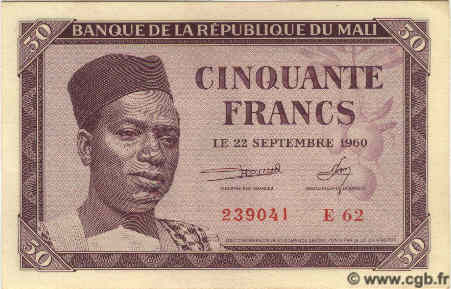 50 Francs MALI  1960 P.01 AU