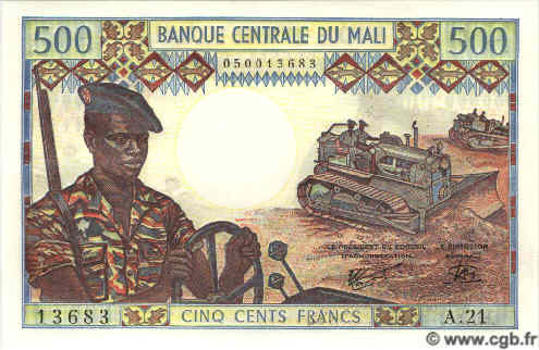 500 Francs MALI  1984 P.12e FDC