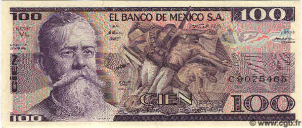 100 Pesos MEXICO  1982 P.074c ST