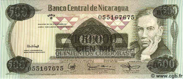 100000 Cordobas sur 500 NICARAGUA  1987 P.149 UNC