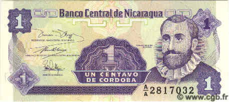 1 Centavo De Cordoba NICARAGUA  1991 P.167 UNC