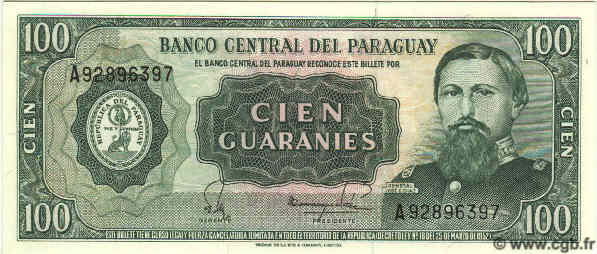 100 Guaranies PARAGUAY  1982 P.205 UNC