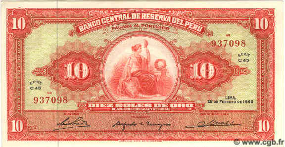 10 Soles de Oro PERU  1965 P.088 UNC