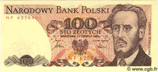 100 Zlotych POLEN  1986 P.143c ST