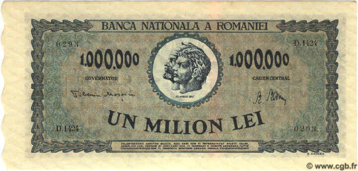1000000 Lei ROMANIA  1947 P.060a q.FDC