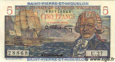 5 Francs Bougainville SAN PEDRO Y MIGUELóN  1960 P.22 FDC