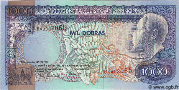 1000 Dobras SAO TOME AND PRINCIPE  1993 P.064 UNC