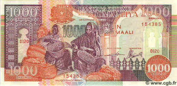 1000 Shillings SOMALIA DEMOCRATIC REPUBLIC  1990 P.37a ST