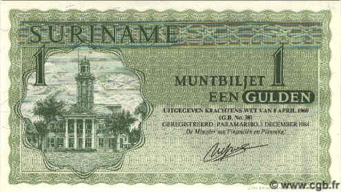 1 Gulden SURINAM  1984 P.116h ST