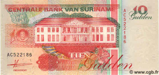 10 Gulden SURINAM  1991 P.137a ST