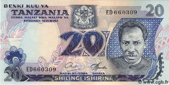 20 Shilingi TANZANIA  1978 P.07b UNC