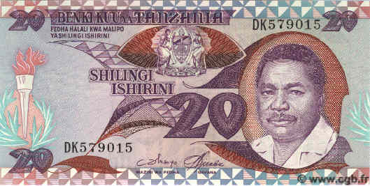 20 Shilingi TANZANIA  1987 P.15 FDC