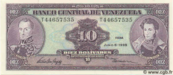 10 Bolivares VENEZUELA  1995 P.061d FDC