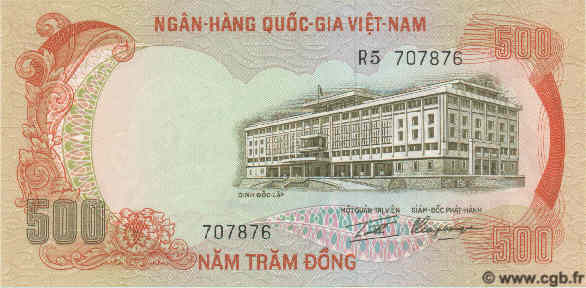 500 Dong VIETNAM DEL SUR  1972 P.33a FDC