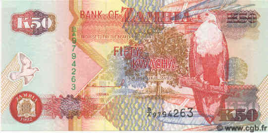 50 Kwacha ZAMBIA  1992 P.37a UNC