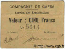 5 Francs TUNESIEN  1915 P.-- SS