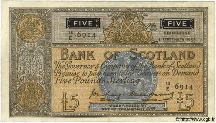 5 Pounds SCOTLAND  1955 P.099b SS